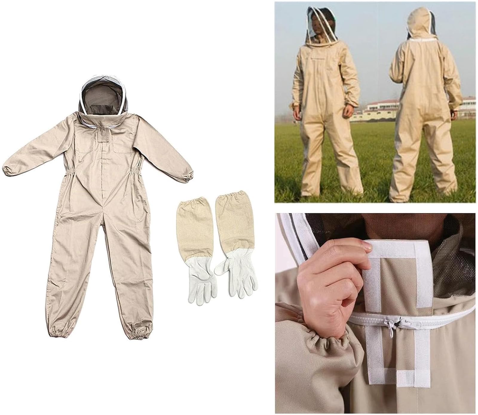 Mono De Apicultura Ventilado Y Transpirable Ropa con Capucha De Cuerpo Entero con Velo Abrigo Protector De Apicultores Traje De Apicultura con Equipo De Capucha De Avispa