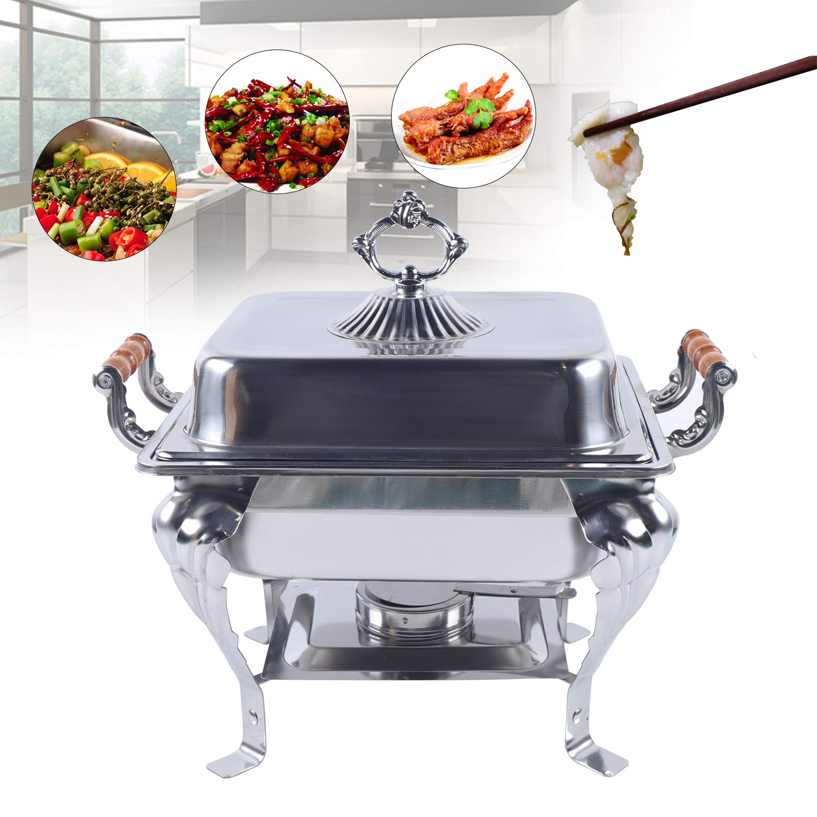 Chafing Dish Acciaio Inox Per Buffet - Contenitore Riscaldato Per Catering E Feste - Foto 10