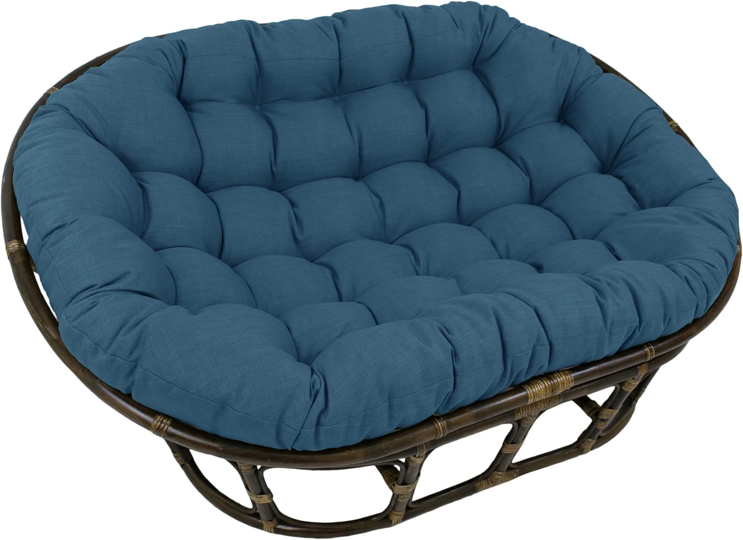 Blazing Needles Solid Tufted Outdoor Double Papasan Cushion, Sea Blue, 78 x 58, 1 Count