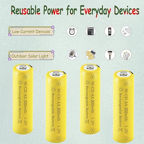 Miniatura 7 de Baterías recargables de 1.2 voltios AA 300mAh NI-CD para luces decorativas solares al aire libre, luces de velas, 8 paquetes