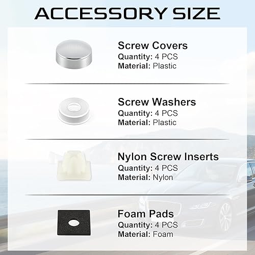 Miniatura 3 de LivTee Tornillos inoxidables para placa, marcos y cubiertas de en automóviles y camiones, juego de 4 pernos con montaje autorroscantes de acero