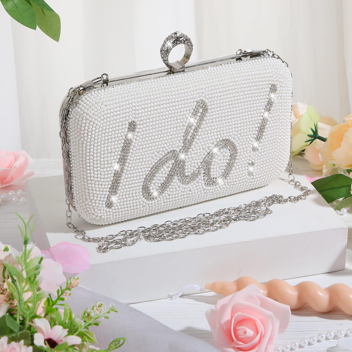 Kacctyen Rhinestone Clutch Bag Bride Clutch Purse Diamond Evening Bag Bride Purse Embellished Jewels Rhinestone Box Bag Gift - Image 3