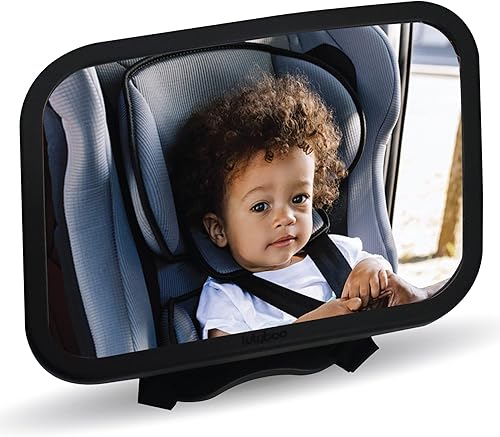 Lulyboo Espejo grande para automóvil con rotación de 360 grados y correas ajustables, espejo trasero extra ancho para una conducción segura, se