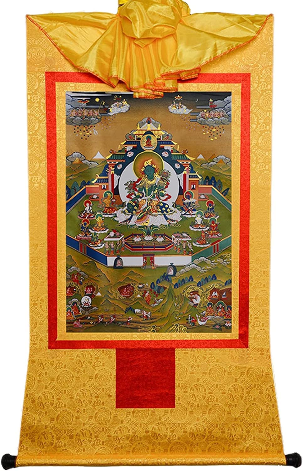 Cnfhfry Onecolor Vintage Tapestry, Bodhisattva Tara Tibetan Thangka Tapestry Artwork Art Print Buddhist Brocade For Living Room Decor