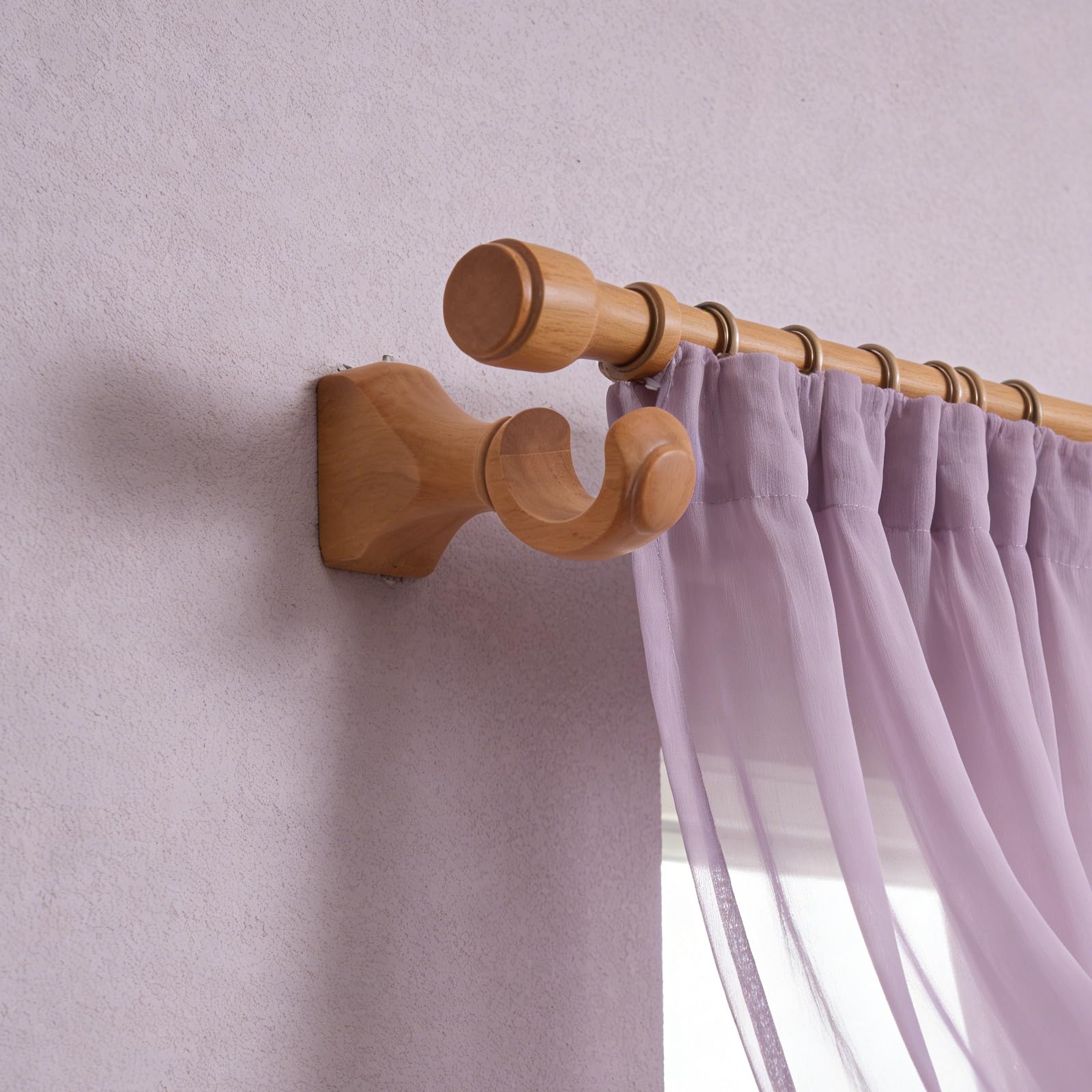 2 supporti per bastone per tende, in legno, 35 mm, montaggio a parete e a soffitto, per camera da letto, stabile, per soggiorno e studio