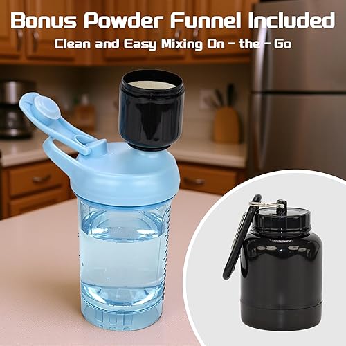 Miniatura 8 de Botella mezcladora de proteínas, taza de proteína a prueba de fugas para gimnasio, fitness y suplementos (1 paquete, azul)
