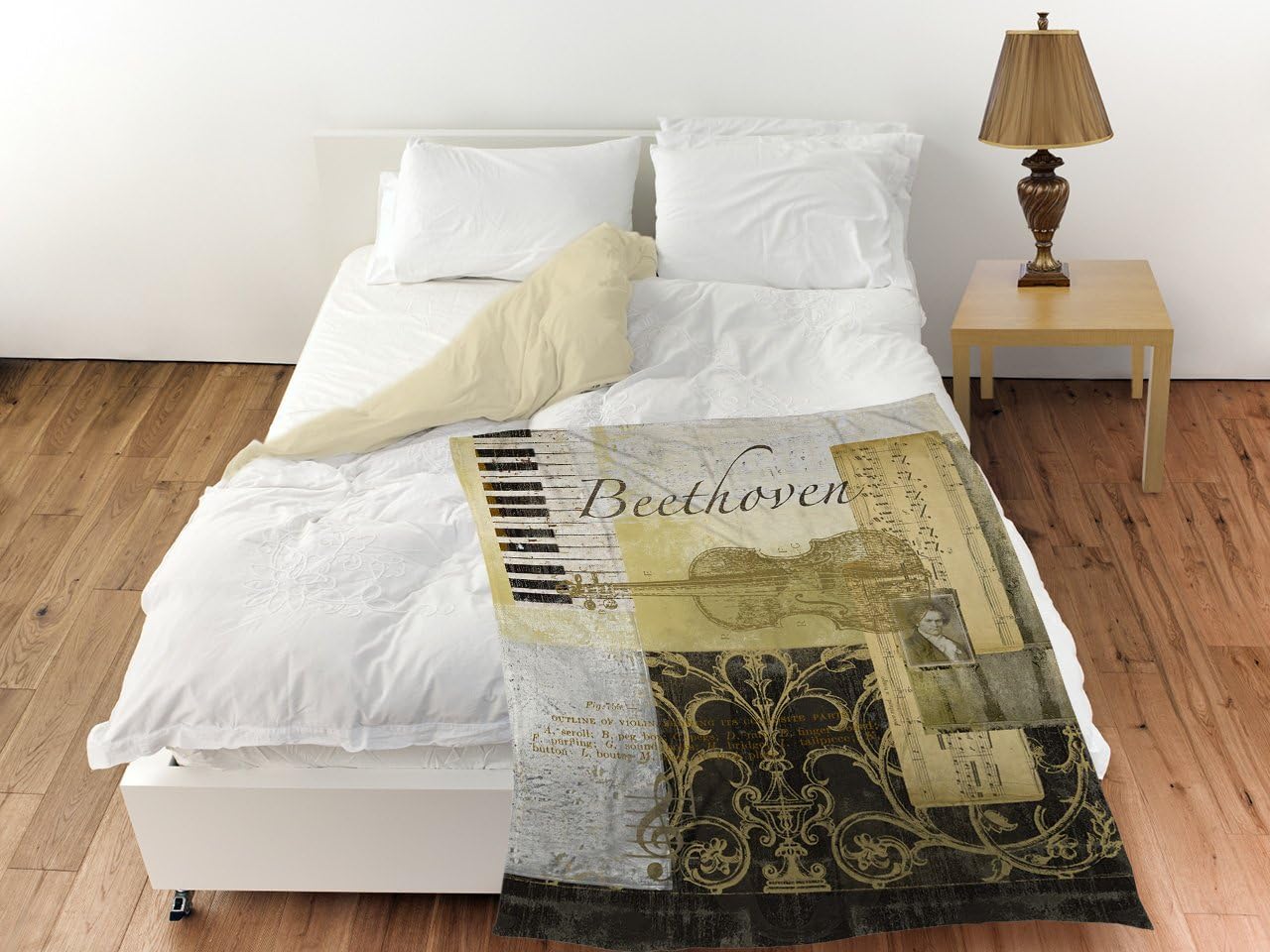 Manual Woodworkers & Weavers Coral Fleece Throw, 50 by 60-Inch, Classic Composers Beethoven