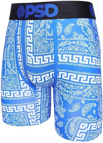 PSD Mens Meander Lux Blue Boxer Briefs, Blue, XXL