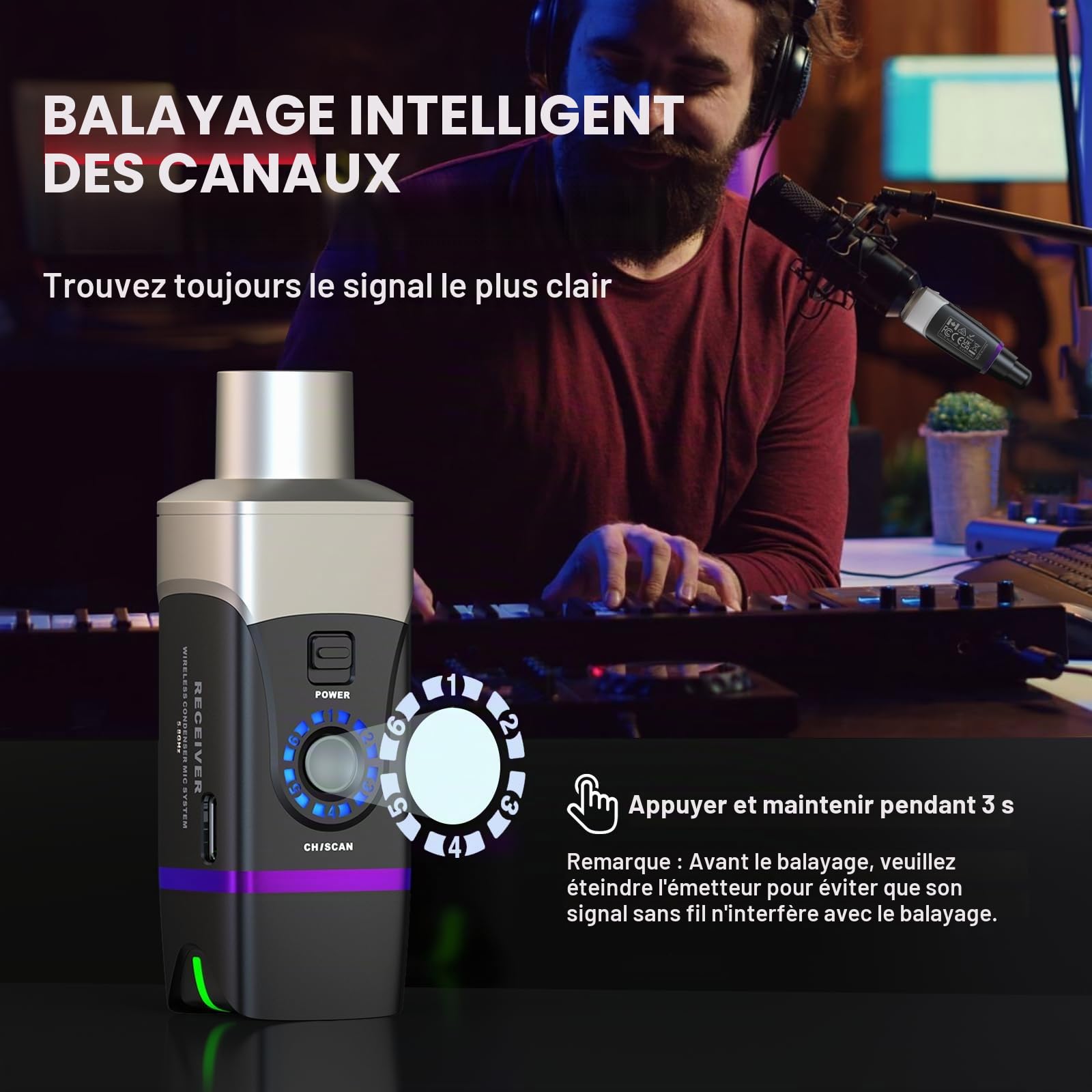 Xvive U35C - Système sans fil Plug-on XLR pour Microphones à Condensateur