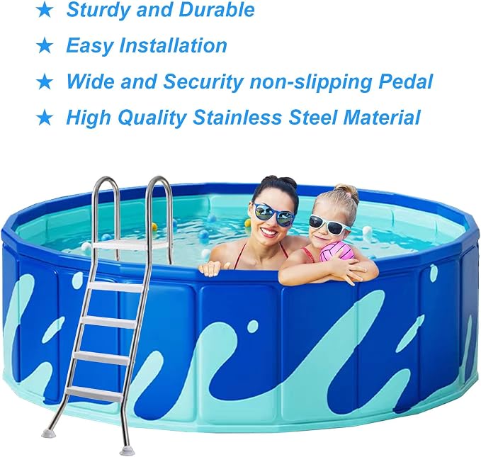 Escalera para piscina de acero inoxidable 4 pasos 53in miniatura 6