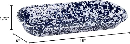 Miniatura 4 de Golden Rabbit Enamelware - Patrón de remolino de cobalto - Cesta ovalada de 16"