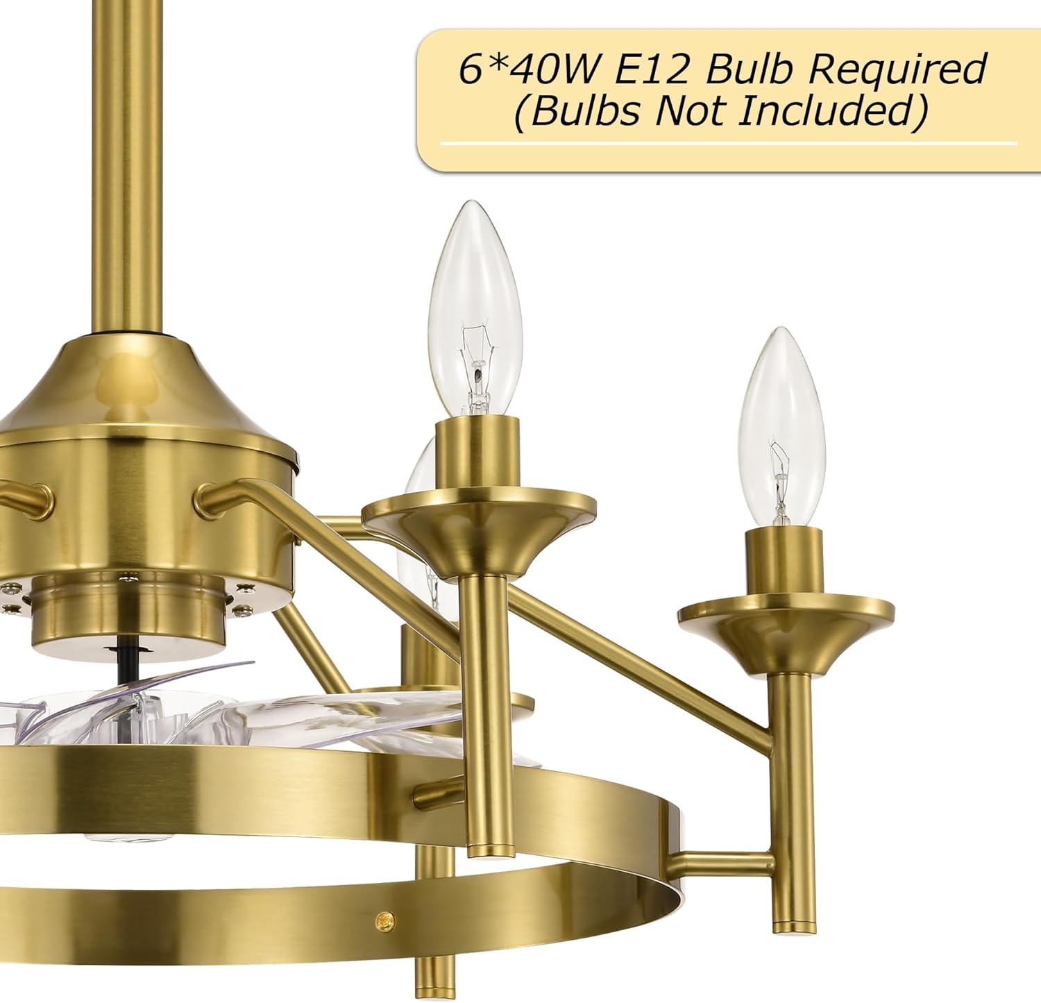 Maxax 21” Ceiling Fan with Lights and Remote, Modern Farmhouse Fan Light for Living Room,Caged Ceiling Fan with Light, Yellow Bronze Rustic Chandelier Candles, Reversible (Bulbs Not Included)