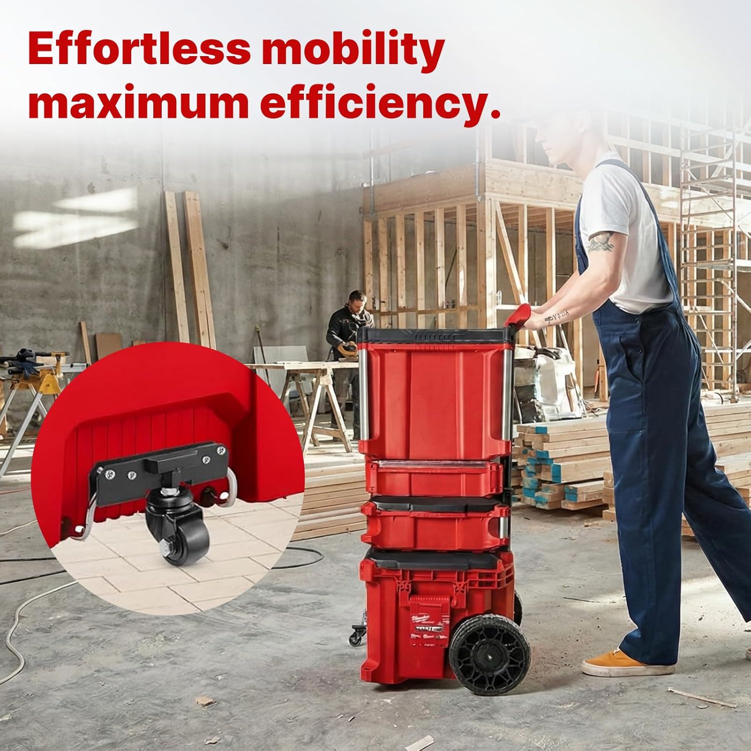 BYERN AUTO Packout Complete Storage & Mobility Bundle: 2-Pack 100LB Mounting Plates + 320LB Foldable Front Wheels for Milwaukee Packout
