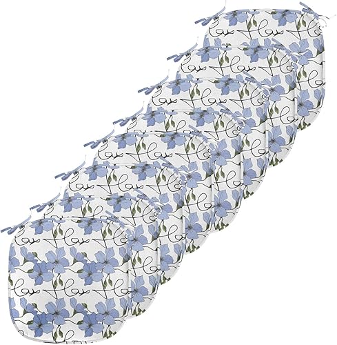 Miniatura 23 de Lunarable Swirly - Cojín de asiento para silla, diseño de líneas retro rizadas, funky en espiral, vida marina náutica, antideslizante, para cocina y