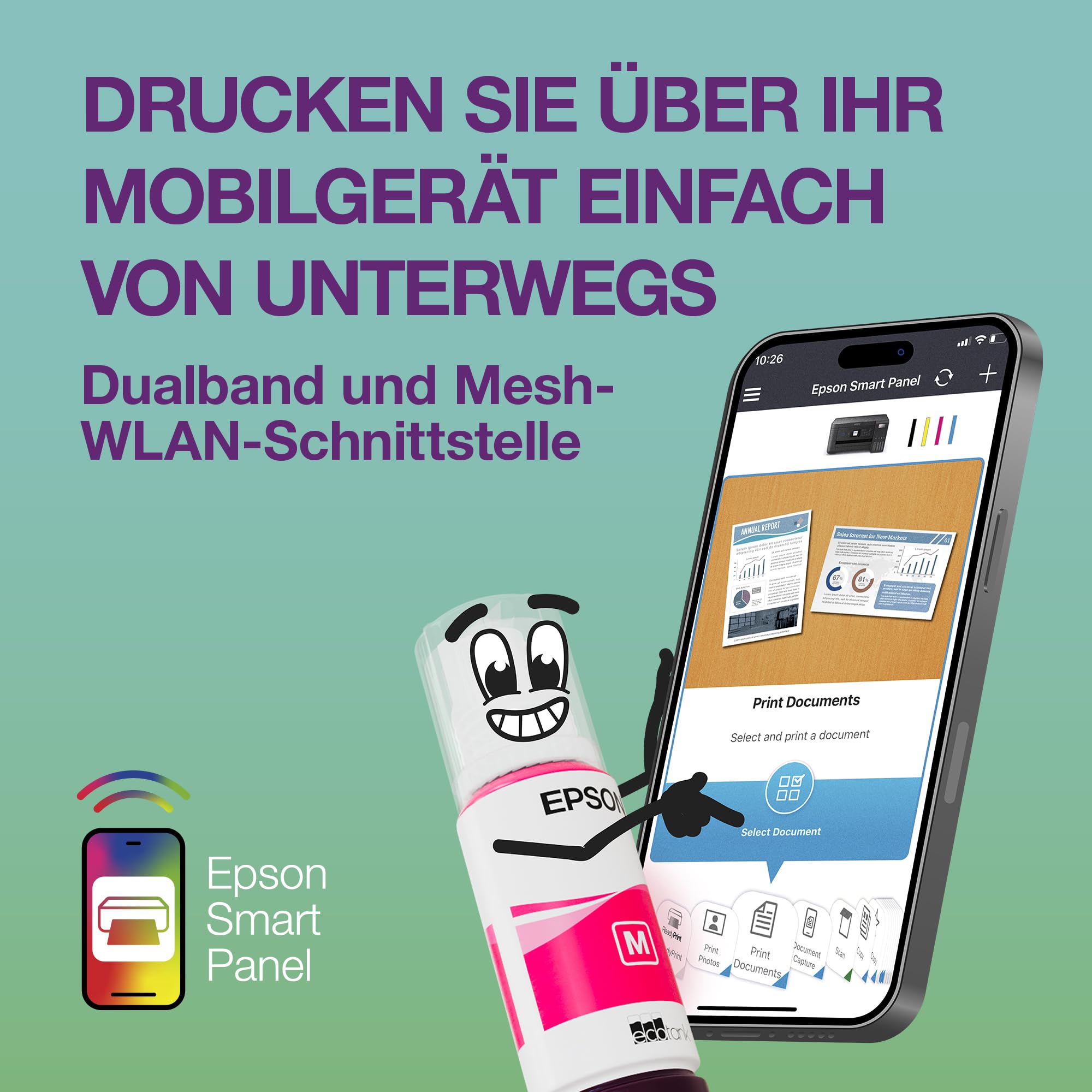 Epson EcoTank ET-2956 Weißer A4-Multifunktionsdrucker mit Wi-Fi & AirPrint Tintentank – Bild 5