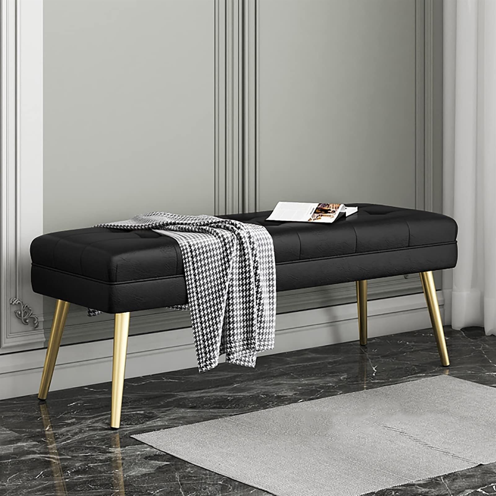 Banc de lit rembourré confortable et bout de lit ottoman multifonction