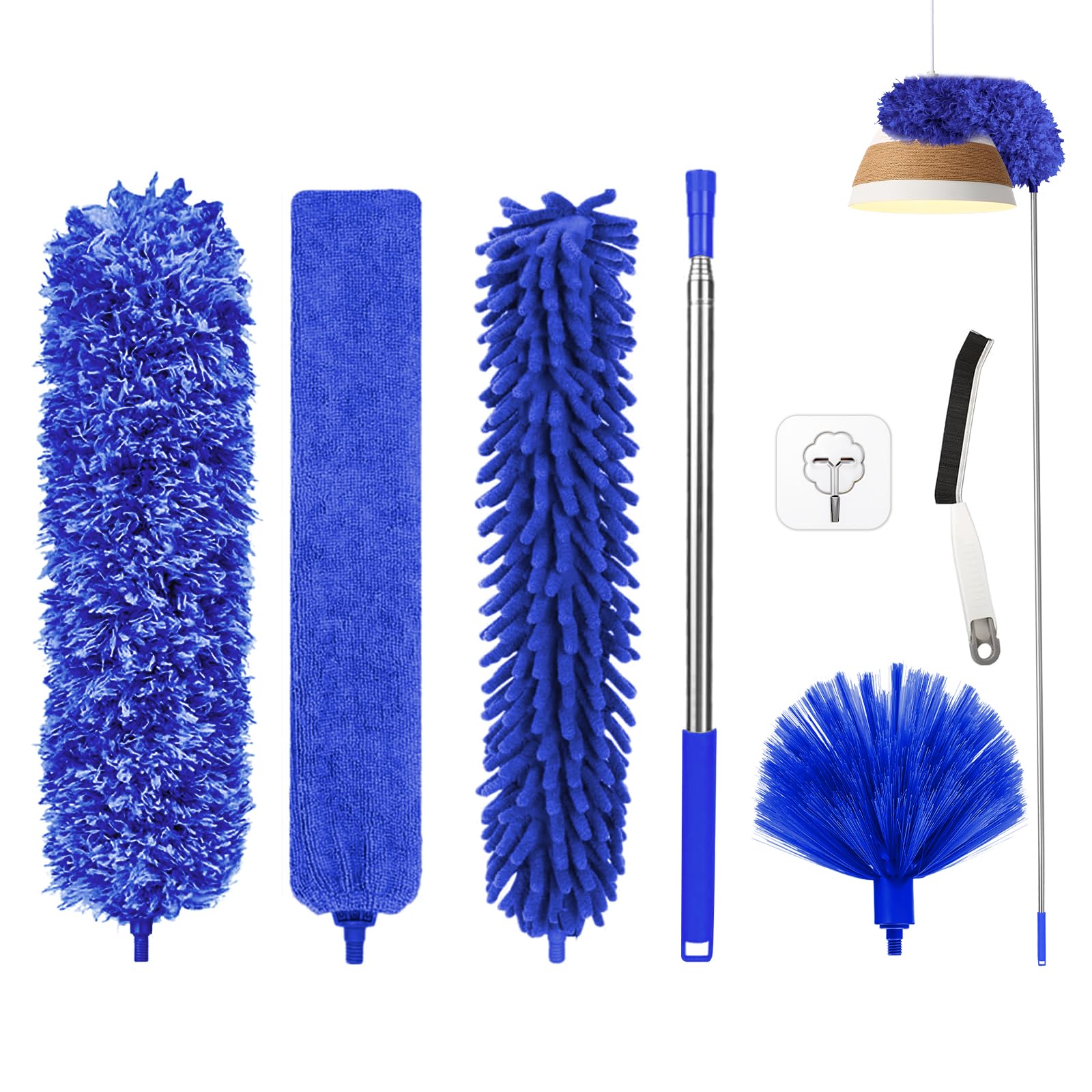 Fogray Staubwedel Teleskop Waschbar Duster Lang Ausziehbar Bis 237cm, Staubwischer mit Teleskopstange, Staubmagnet Verbiegbare Staubfänger Spinnenwebenentferner für hohe Decken Deckenventilator Grau