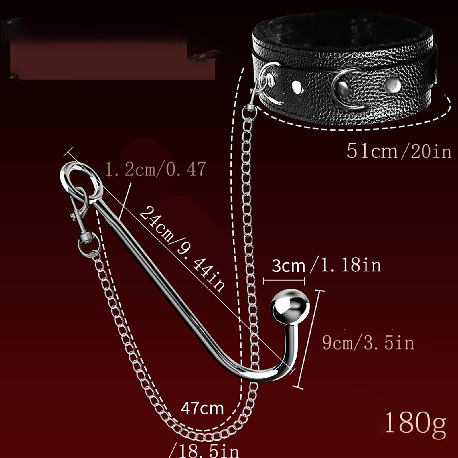 BDSM Sex Bondageset Attaches Avec Crochet Anal,Collier Réglable Buttplug Anal Hook Bondage Restraints Esclave Extrême SM Fétiche Jouets Sexuels Pour Couples (Black Padded)