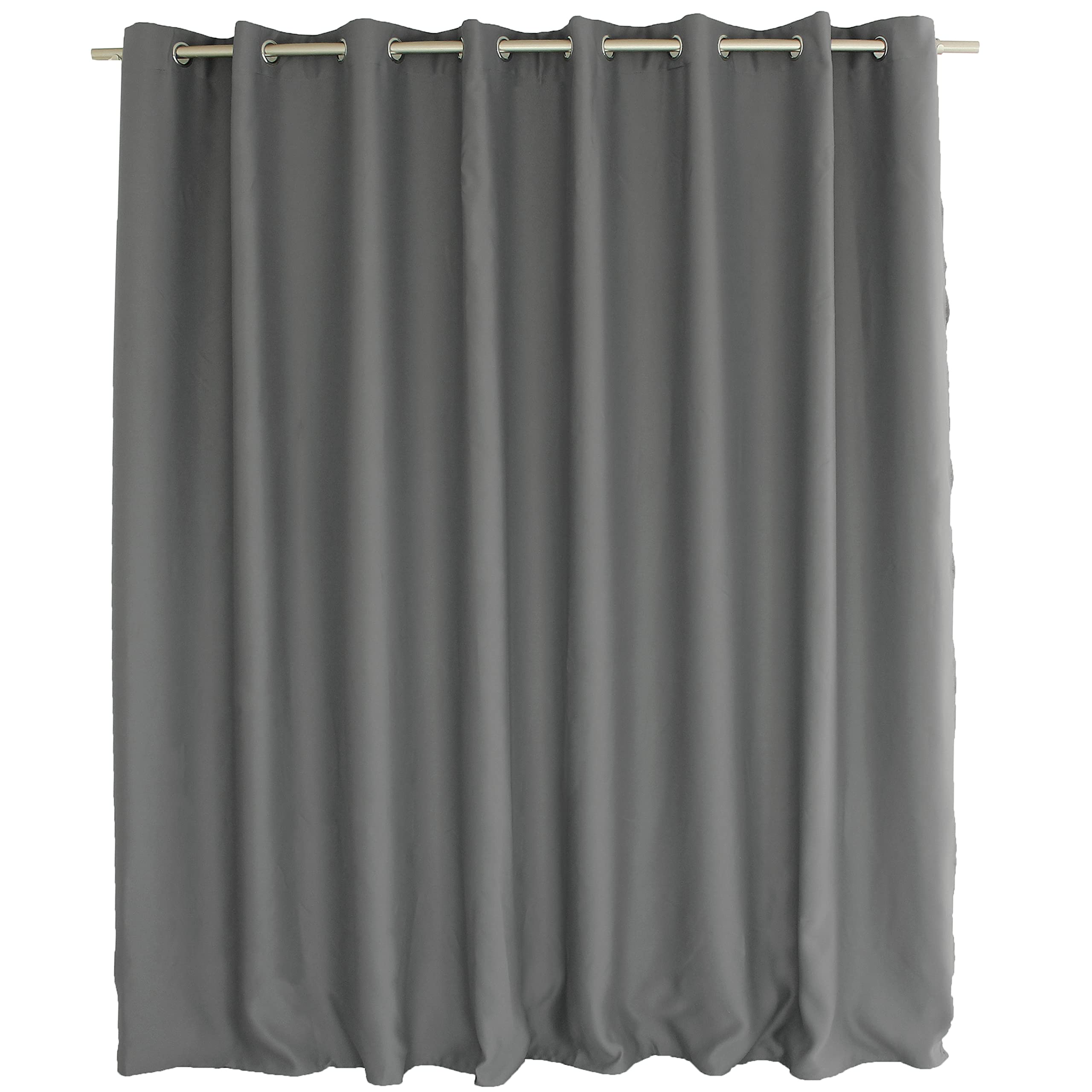 Rideau occultant large en tissu gris collection Réglisse avec œillets argentés