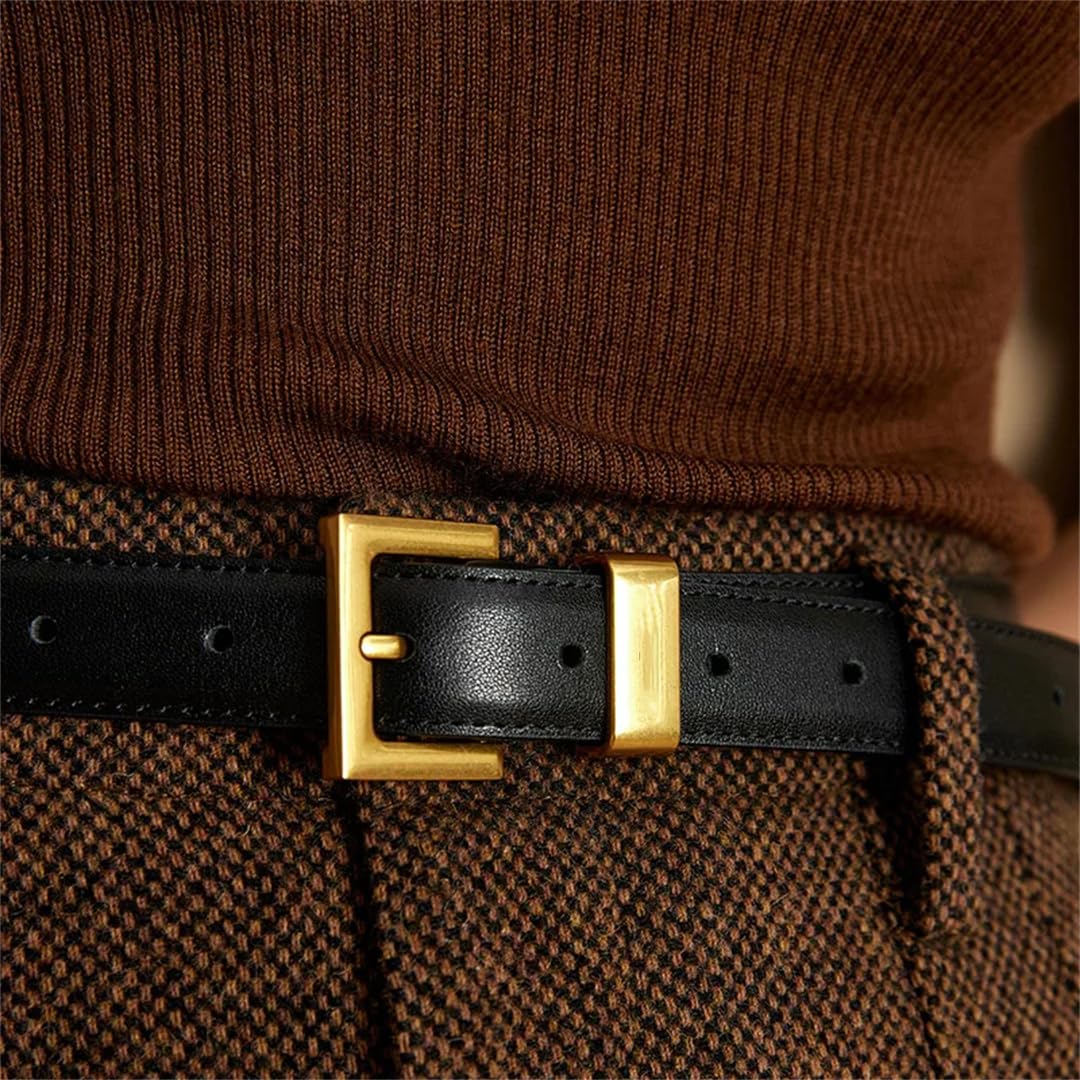 Donne di Lusso Della Mucca Split Cinture In Metallo Fibbia Dorata Cinghia Jeans Accessori Vestito Cintura