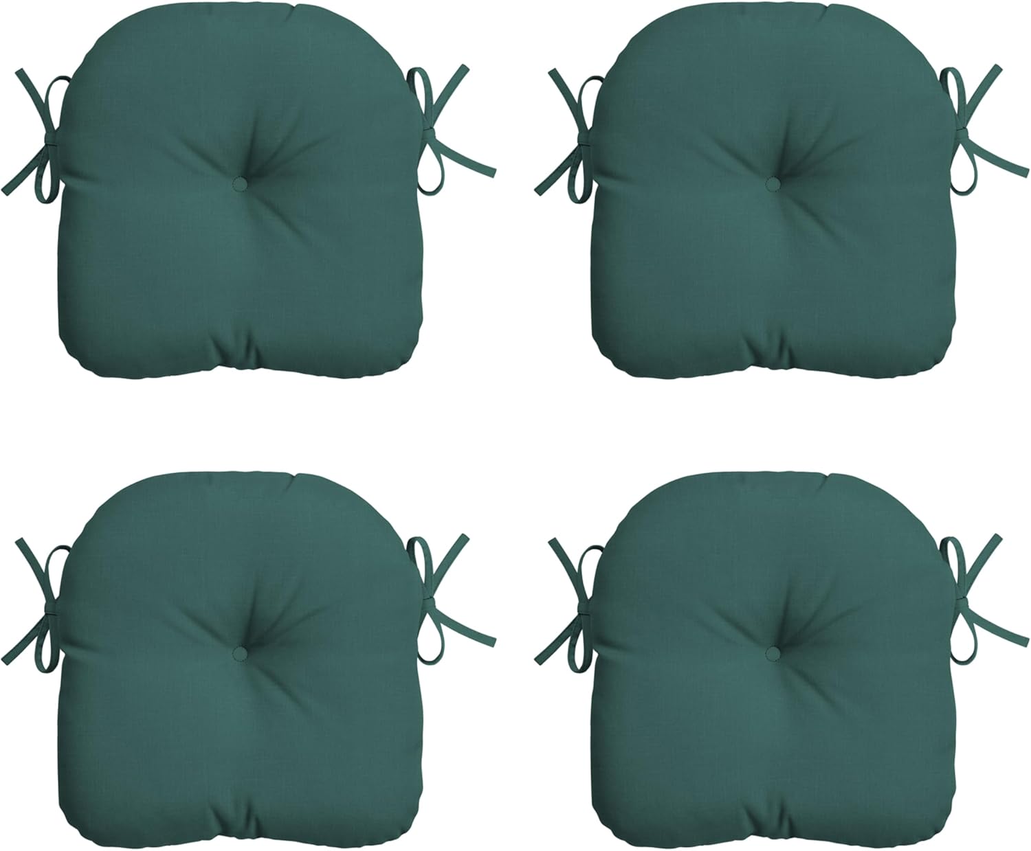 Arden Selections Outdoor Tufted Bistro Seat Cushion, Set of 4, 14.5 in x 15 in, Rain-Proof, Fade Resistant 14.5 x 15, Peacock Blue Green Texture 15 x 14.5 Bistro Seat Pad (4pk) Peacock Blue
