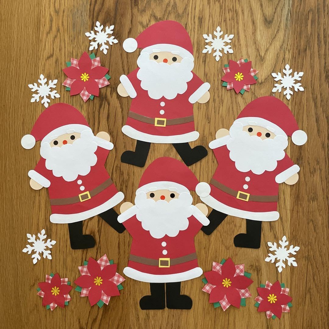 Amazon | 壁面飾り サンタクロース ポインセチア クリスマス 冬 保育
