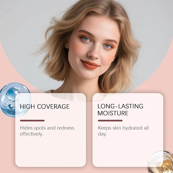 4-in-1 Colour Changing Foundation, Sunscreen Serum SPF 50+ Foundation for Mature Skin, Medium Full Coverage, Hydrating