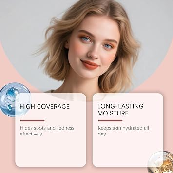 4-in-1 Colour Changing Foundation, Sunscreen Serum SPF 50+ Foundation for Mature Skin, Medium Full Coverage, Hydrating