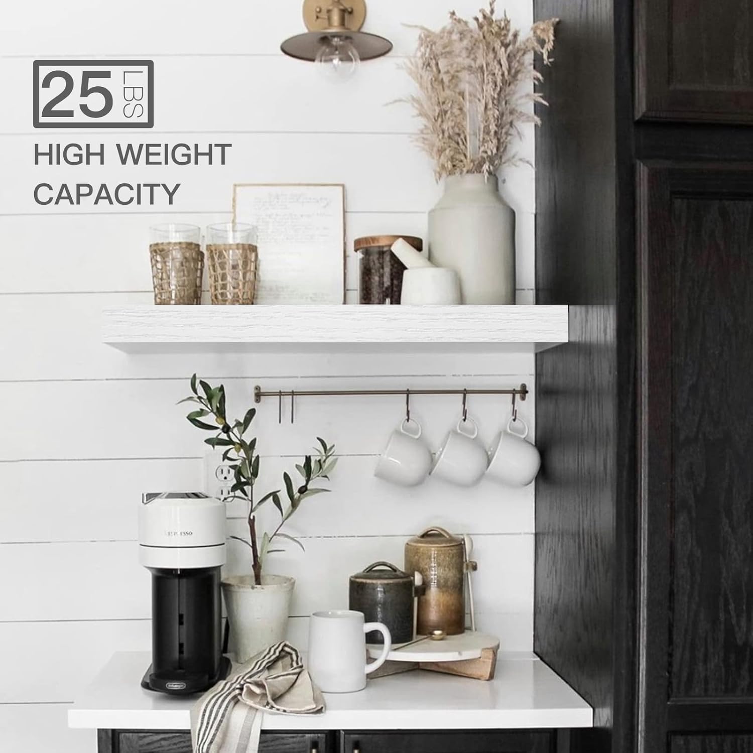 QEEIG White Floating Shelves Bathroom Shelf 16 inches Long Wall Mounted Shelve Small Bedroom Modern Shelfs Set of 2 (008-40W) : Home & Kitchen