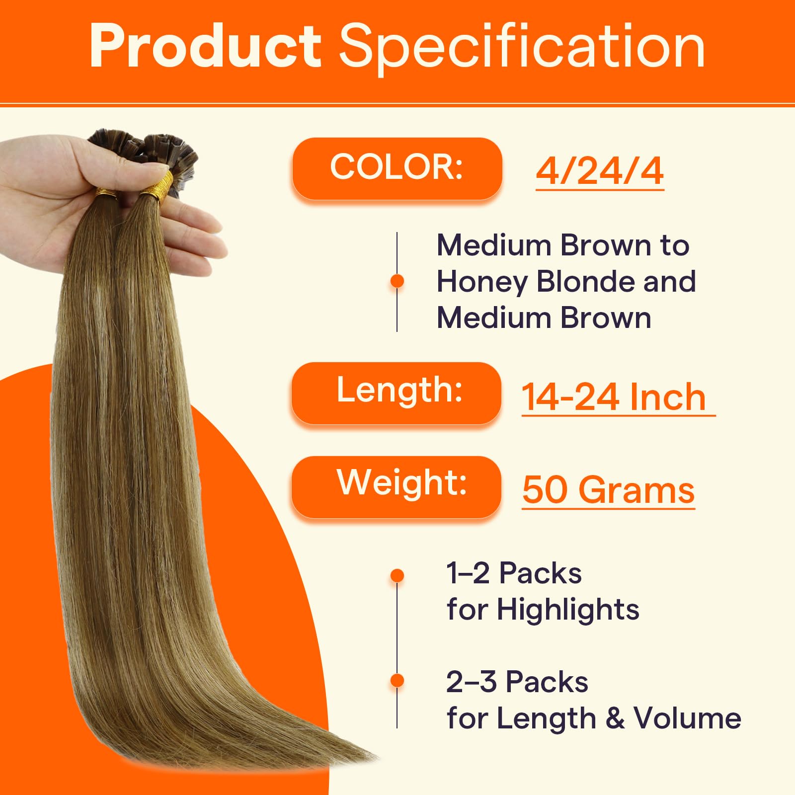 Amazon.com : Full Shine Keratin Tip Hair Extensions Human  display picture 1