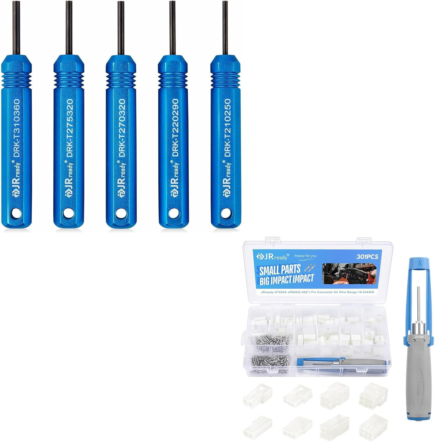 JRready ST5228 Extractor Tools,Removal Tools Kit for JST/AMP .062" /Molex .062" & .093” Pin and Socket Connectors, Male Female Connector Tube Type Pin Extractor Tool kit+ST6549 .062" Pin Connector Kit