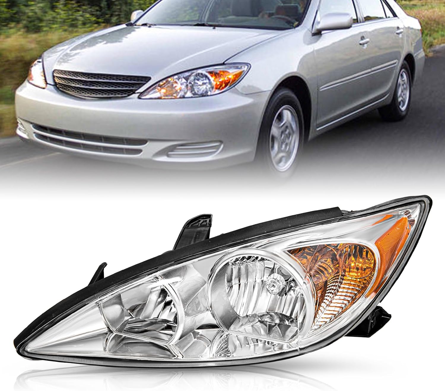 TUSDAR Fits 2002 2003 2004 Toyota Camry Headlight Assembly, 02 03 04 Camry Factory OE Style Headlamp Driver Side