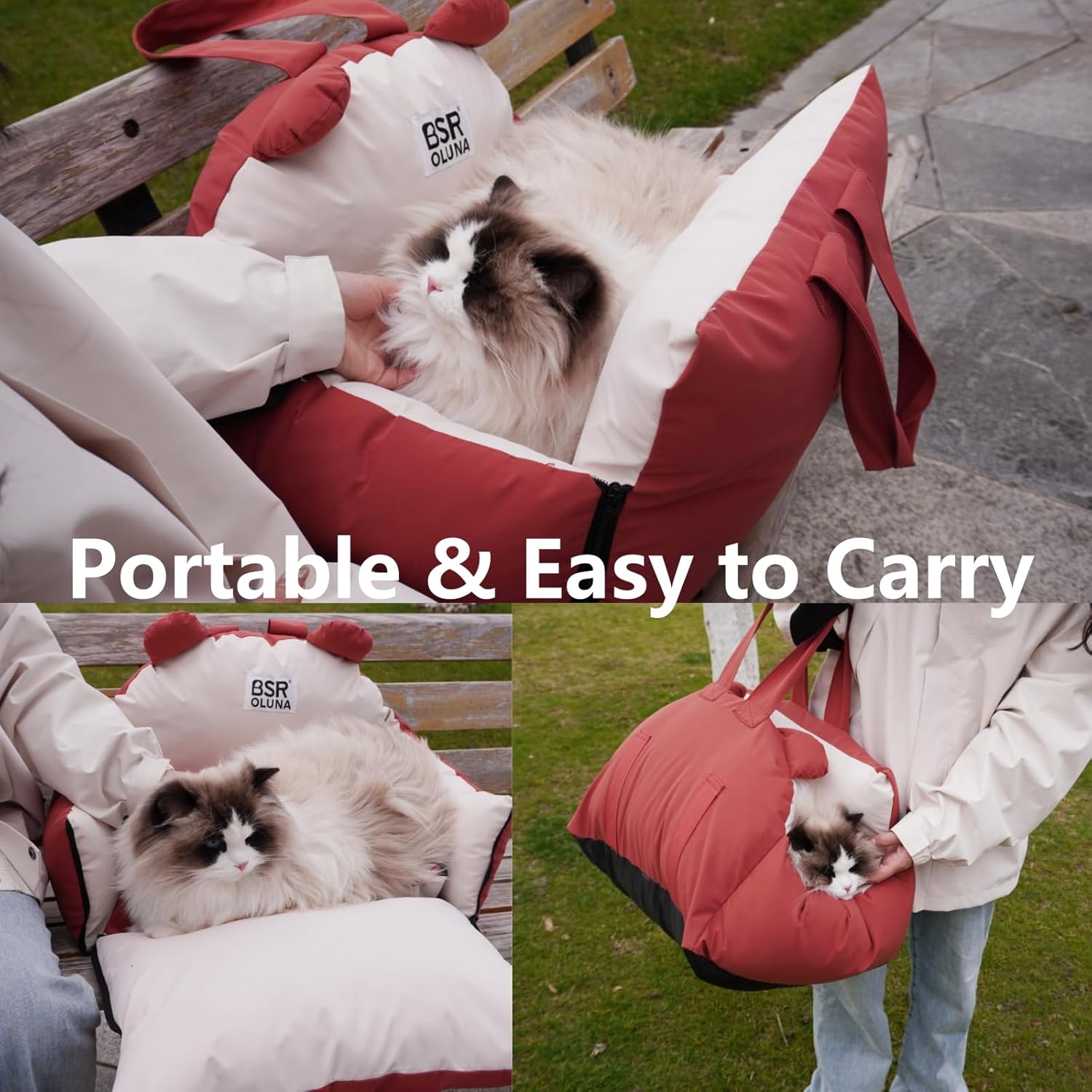 Dog Car Seat, Car Seat for Small Dogs with Harness, Machine Washable Front Back Seat Dog Car Seat, Portable Pet Travel Car Seat for Puppy Cat (Red)