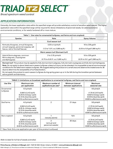 Miniatura 3 de Select Source Triad TZ  Herbicida combinado de 4 vías (comparado con la zona T)  Control fiable de malezas de hoja ancha posemergente (cuarto de