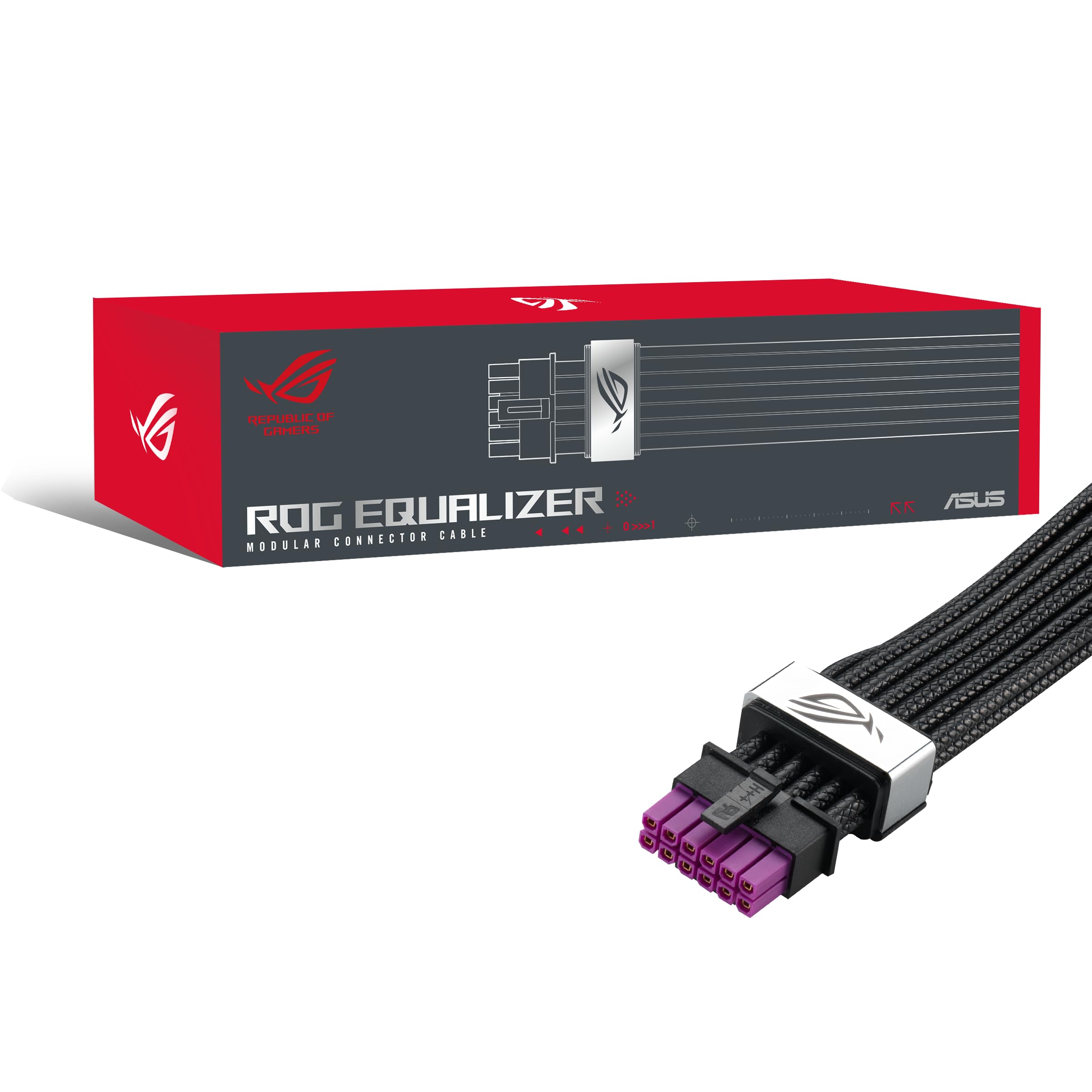 ASUS ROG Equalizer Câble PCIe 12V-2x6, ATX 3.1 & PCIe 5.1, Équilibrage de Charge, Réduction des Variations de Courant, Protection Renforcée Carte Graphique, Noir | Compatible avec ATX 3.1 et PCIe 5.1, transfert de puissance symétrique PSU vers ROG pour un