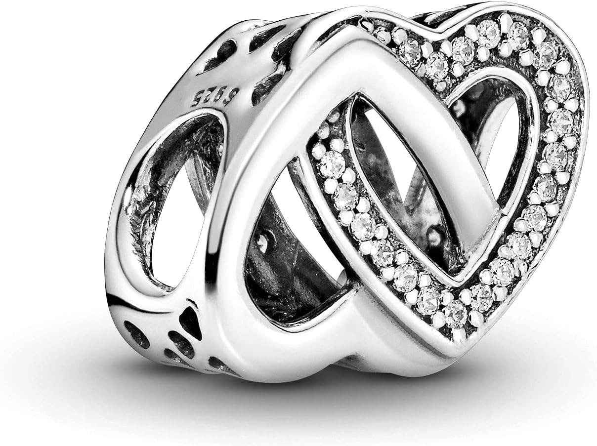 Pandora Jewelry Entwined Hearts Cubic Zirconia Charm in Sterling Silver