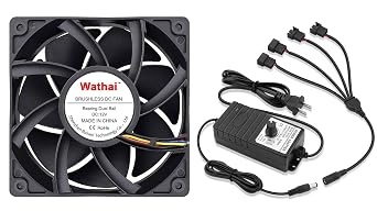 Wathai 12038 120mm x 38mm PWM Computer PC Case Fan 12V 4pin 5300rpm 230 CFM with 36W 3A PC Fan Speed Controller
