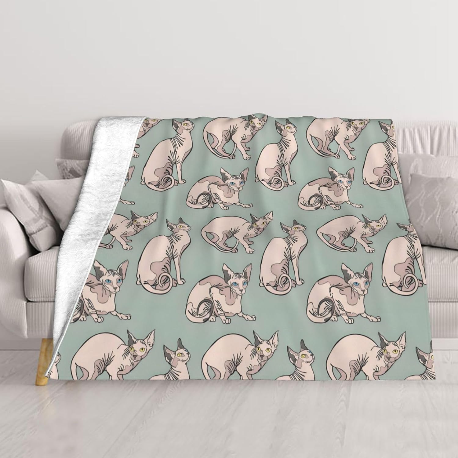 Sphinx Cat Throw Blanket for Couch Sofa Or Bed Throw Soft Fuzzy Plush Lightweight Blanket