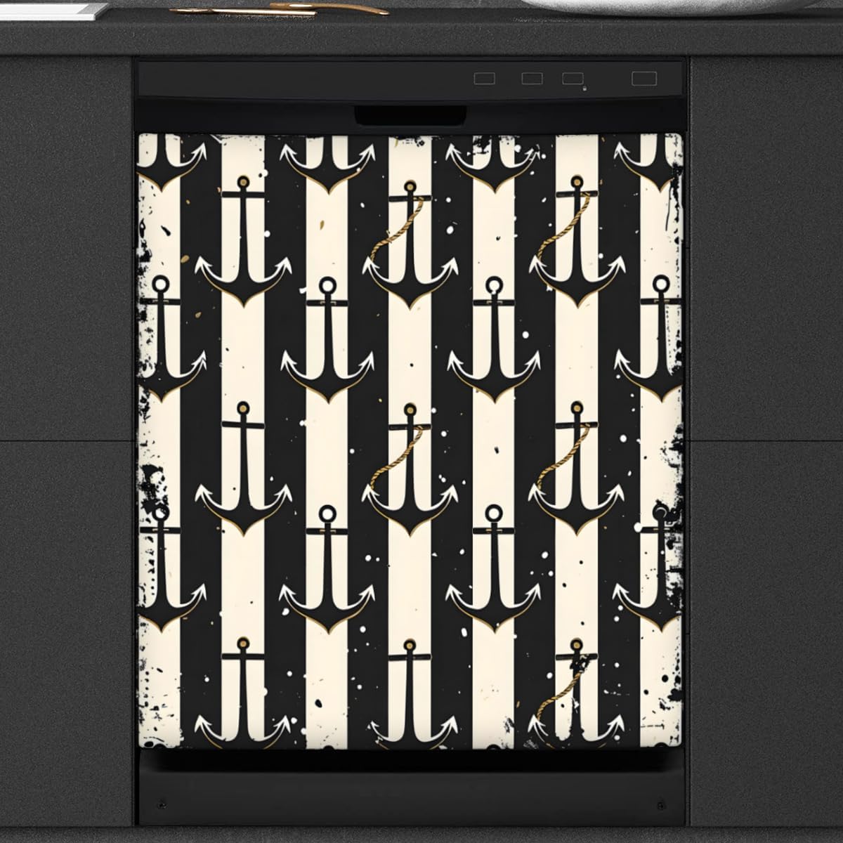 Anchor Rope Stripes Dishwasher Magnet Cover Reusable Decorative Magnetic Door Cover Dishwasher Covers for The Front Magnetic Kitchen Refrigerator Appliance Decor 23 x 26 Inches