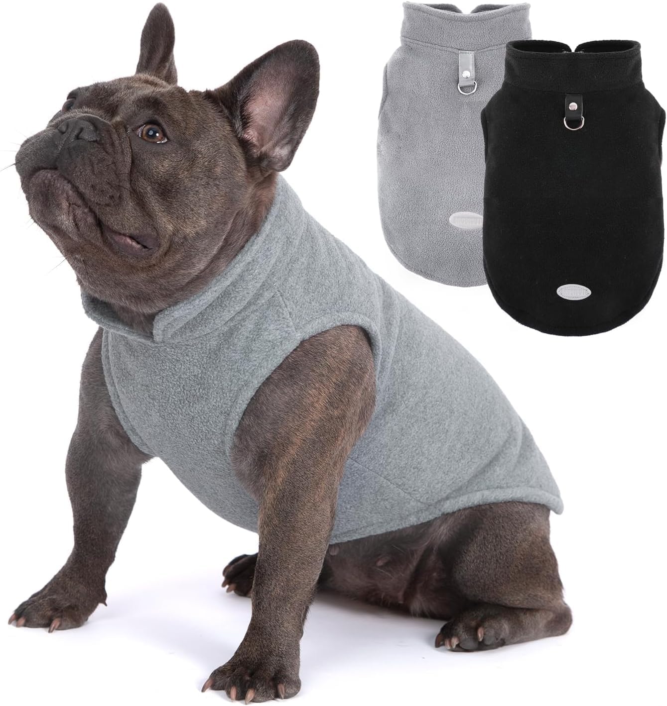 2 Pièces Pull Chien,Pull-Overs avec Anneaux en D Veste d'hiver pour Chien Manteau d'hiver pour Chiens Manteau pour Petite Taille Veste Vetement pour Chihuahua（Noir, Gris） S