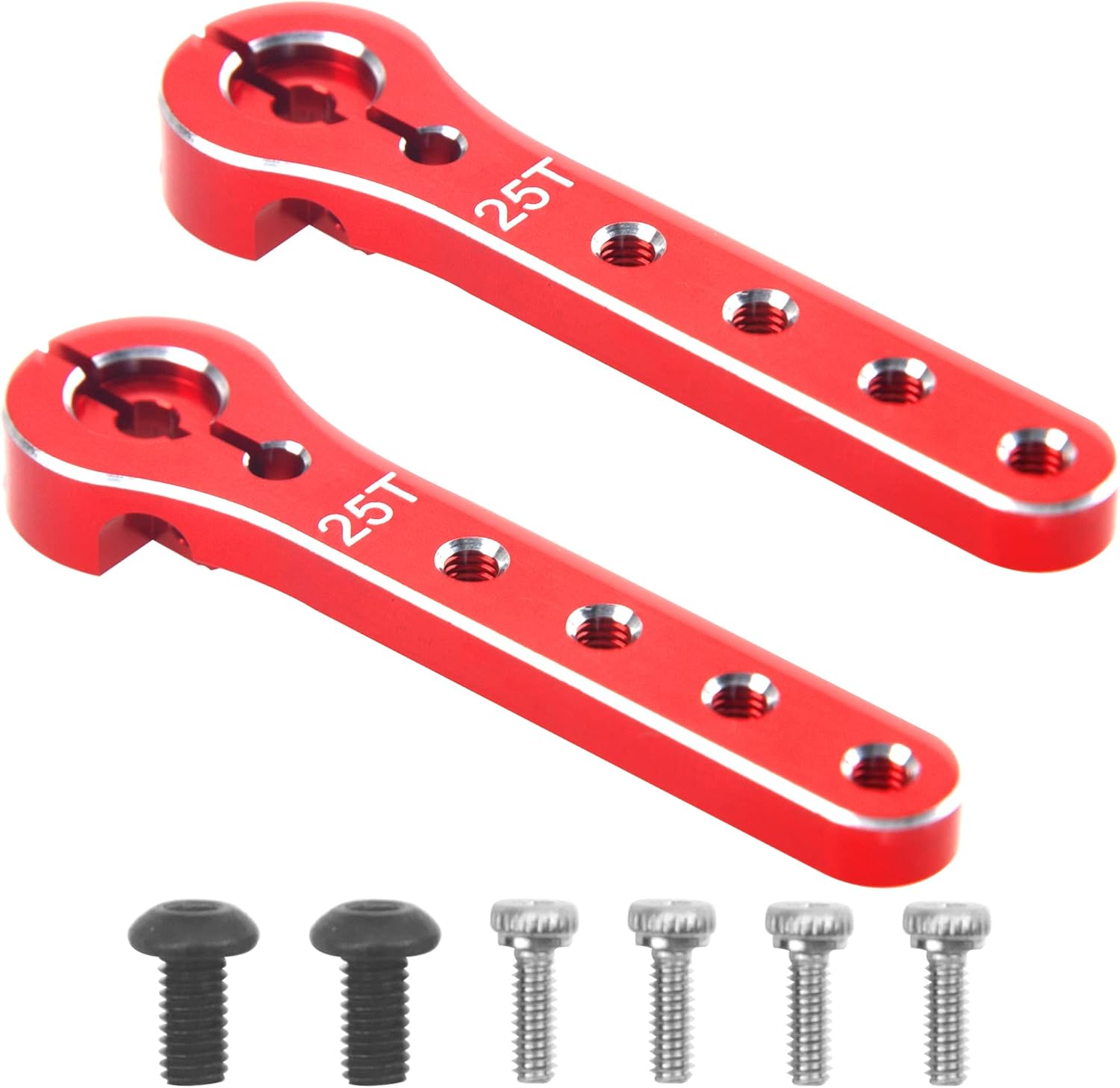 2Pcs ShareGoo 25T Servo Horn 56mm Metal 25 Teeth Extension Steering Servo Arm Compatible with 30-100CC Balsa Airplanes RC Plane Helicopter Car (Red)