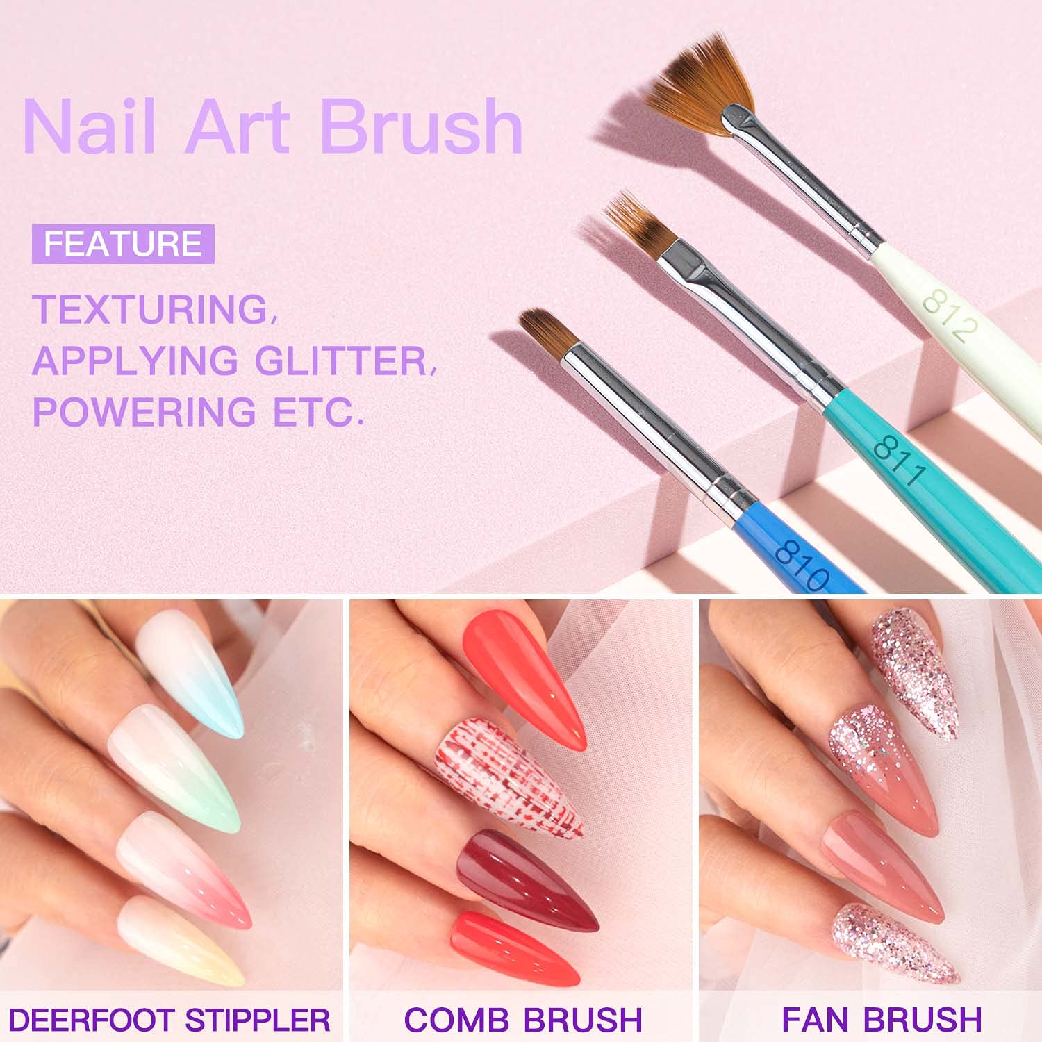 Gellen Nail Art Brushes set - 12Pcs Nail Art Design Pen Painting Tools with Nail Extension Gel Brush, Builder Gel Brush, Nail Art Liner Brush for Gel Polish Manicure Salon DIY at Home : Beauty & Personal Care