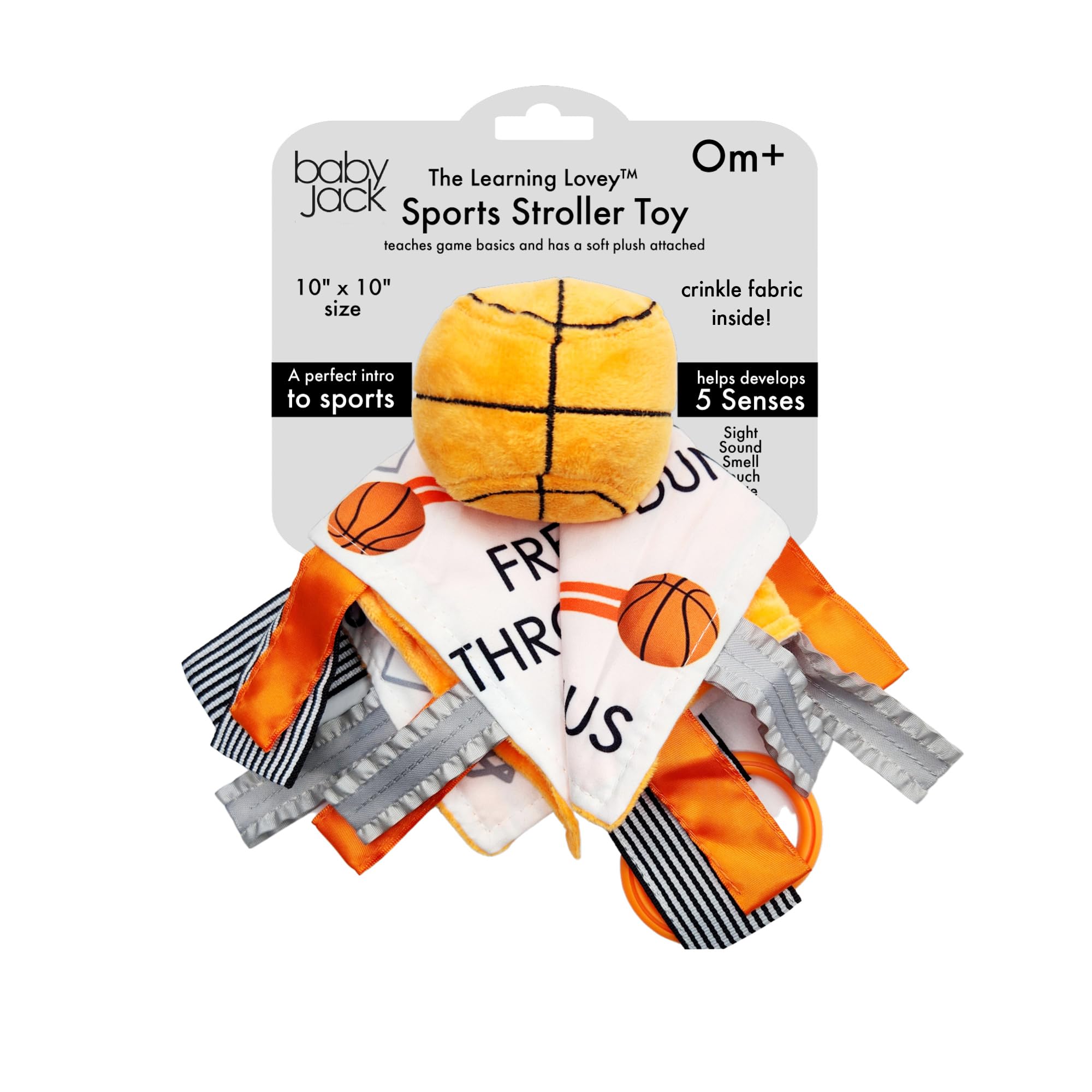 The Learning Lovey Miami Heat Baby Tag Toy - NBA Basketball - Baby Sensory Crinkle Toys - Soft & Safe - Ideal Baby Stroller Toy - BPA Free w/Stroller Clip