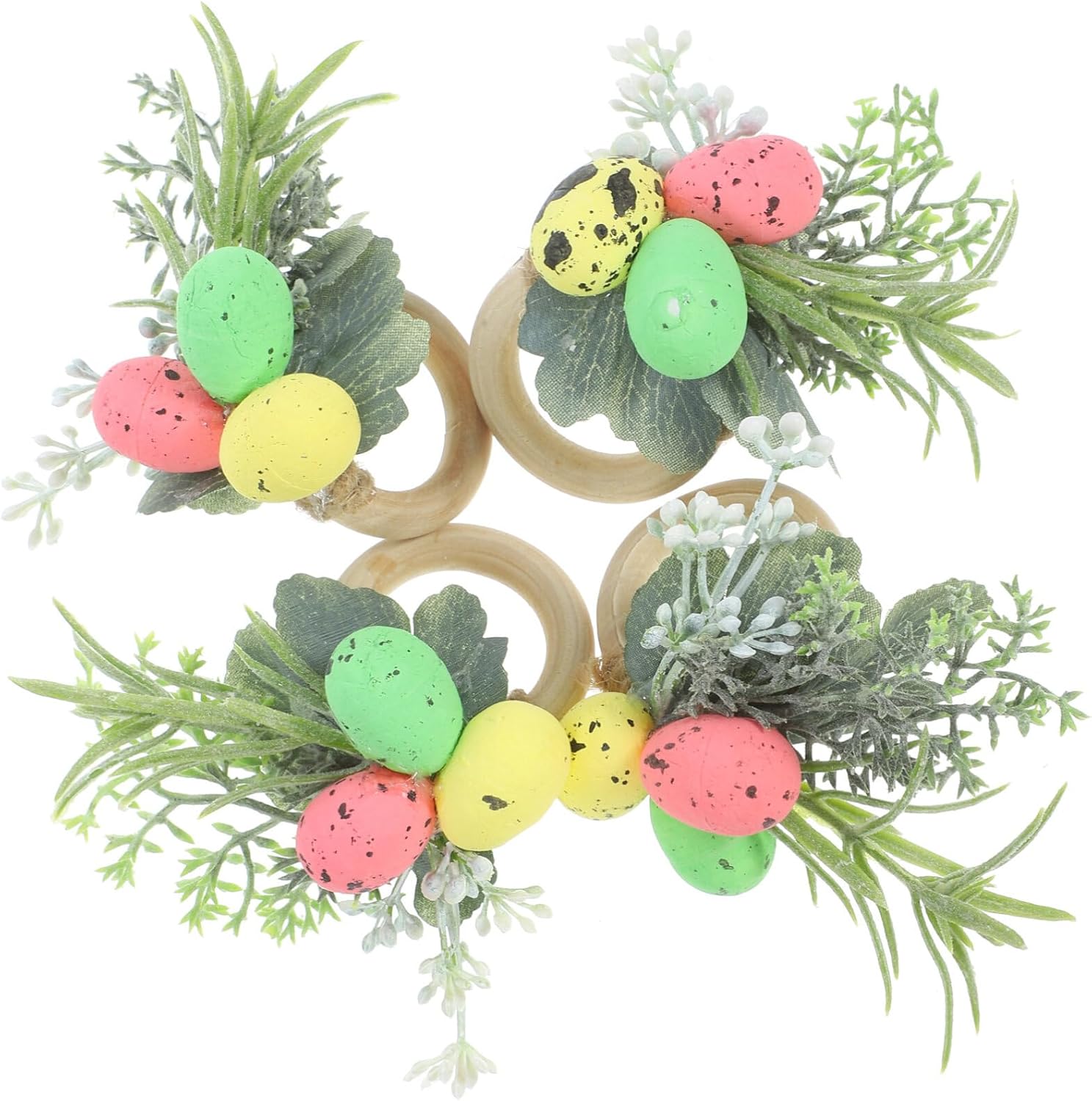 Luxshiny Easter Egg Napkin Rings 4pcs Easter Egg Flower Shape Napkin Holder with