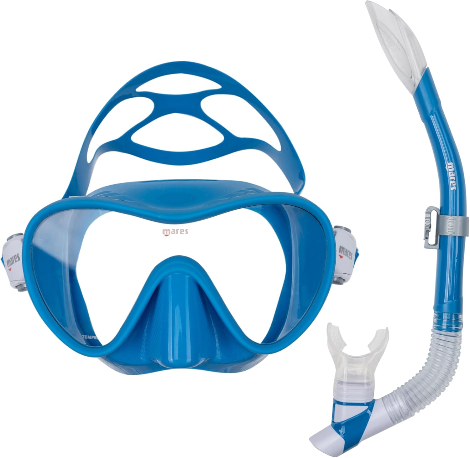 Mares Adult Combo Tropical Snorkeling Gear Set - Mono-Lens Frameless Silicone Mask, Semi-Dry Top w/Anti-Splash Snorkel