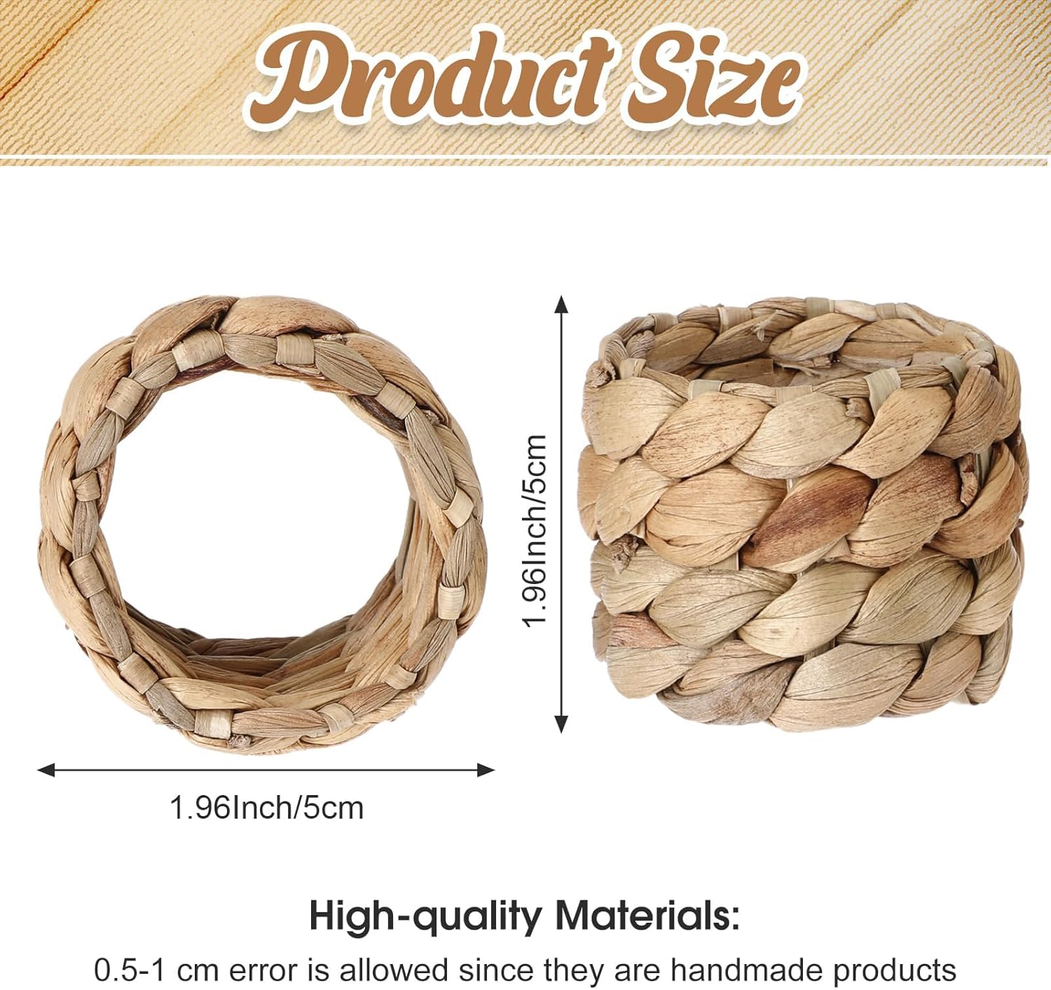 Hsei 48 Pcs Rattan Napkin Rings Bulk Farmhouse Boho Napkins Rings Handmade Natural Napkin Ring Holders by Water Hyacinth Table Decor for Wedding Gatherings Party Supplies