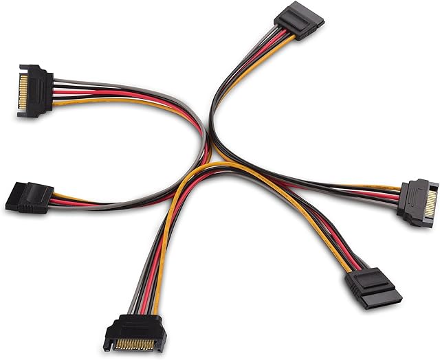Cable Matters 3-Pack 15 Pin SATA Power Extension Cable 20cm