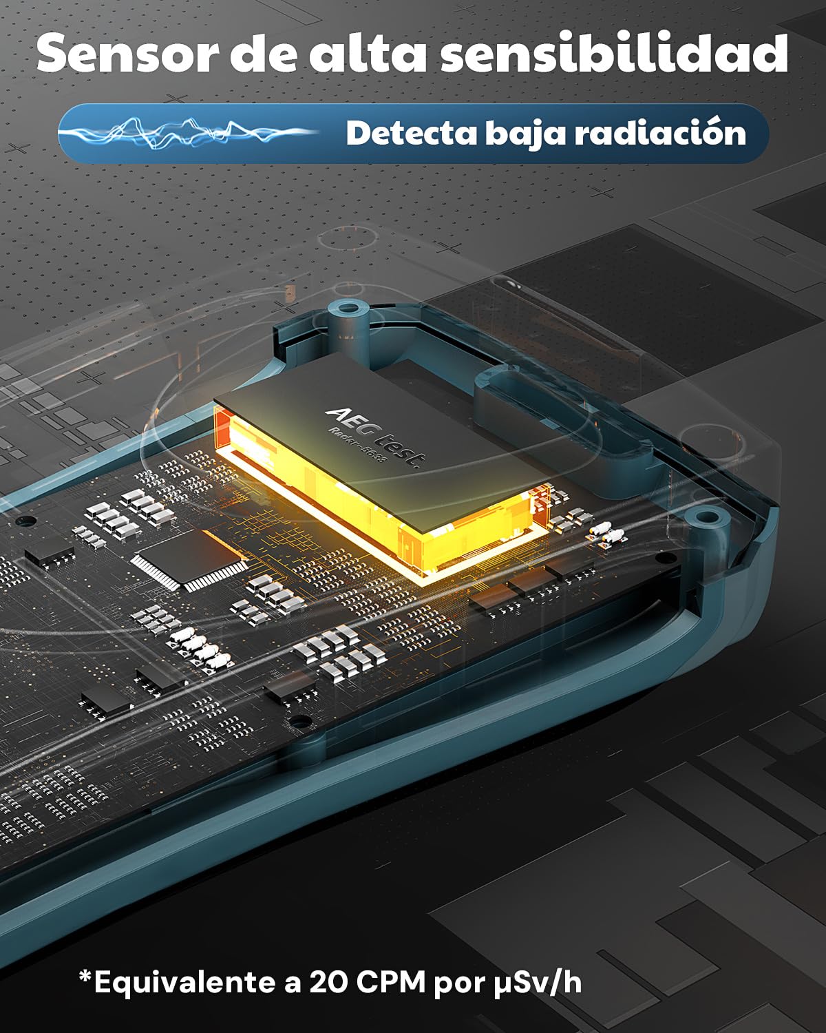 Geiger AEGTEST Radar-5633 - Detector de radiación nuclear LCD, dosímetro recargable para β γ X, mediciones en CPM μSv/h μR/h μSv - Azul