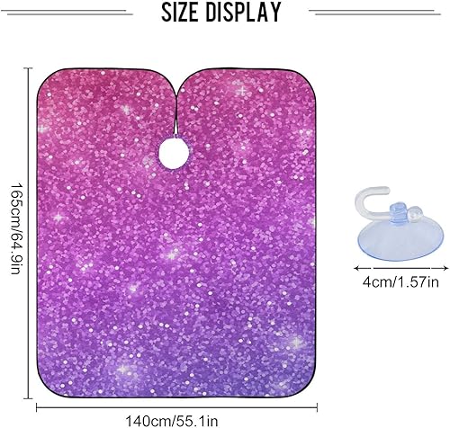 Miniatura 3 de Turquoise Glitter Green Hair Styling Cape Hair Salon Cape Waterproof, 64.9 x 55.1 Inches Polyester Barber Cape