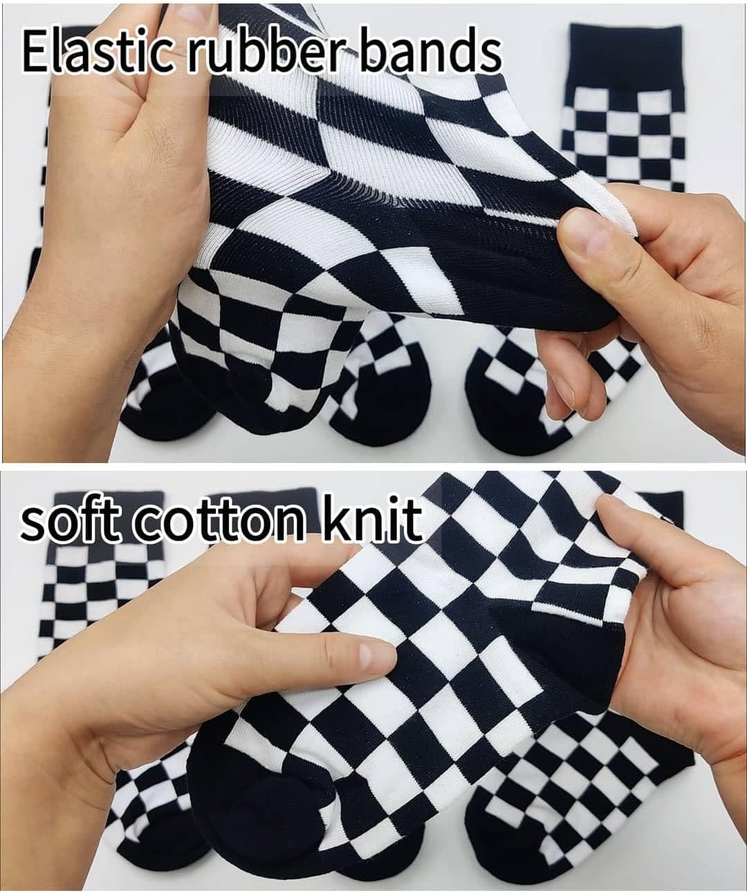 2 Pairs Women Organic Cotton Soft Cozy Checkerboard Checkered Socks Calf Crew Plaid Graphic Casual Spring Winter Outdoor Valentine's Day Gifts Black White 2026 - Image 4